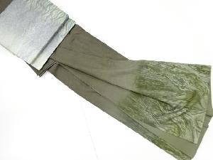 リサイクル　抽象樹木模様刺繍手織り真綿紬訪問着・袋帯セット